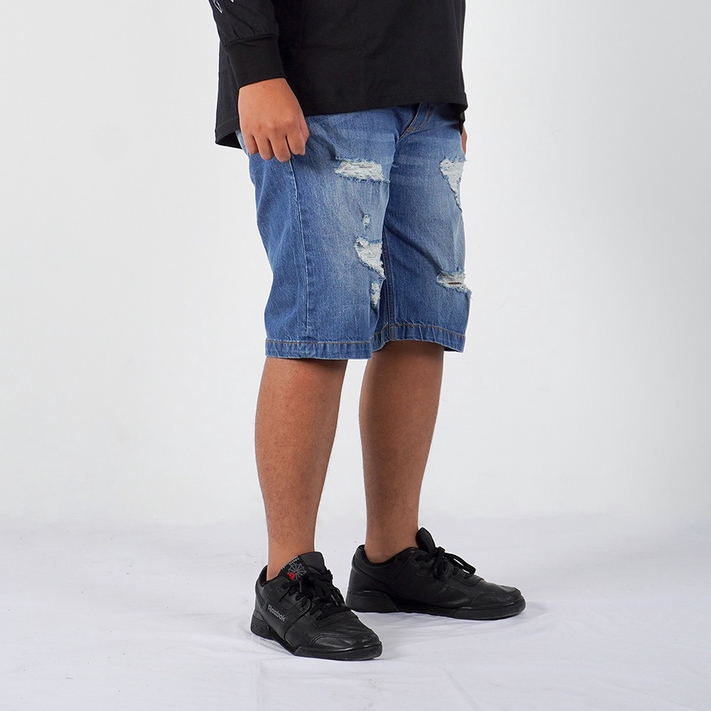 HIGHEST Celana Pendek Jeans Ripped Pria Bigsize Jumbo Original Hd7