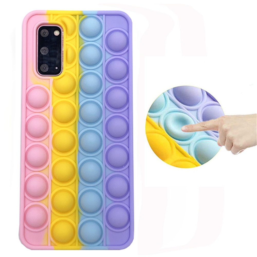 Pop it Case for Samsung Galaxy A03S Note 20 Ultra Note10 Note9 S21 Plus S20 S20FE S9 S8 J4 J6 Plus Rainbow Reliver Stress Push it Bubble Fidget Toys Phone Cover BY