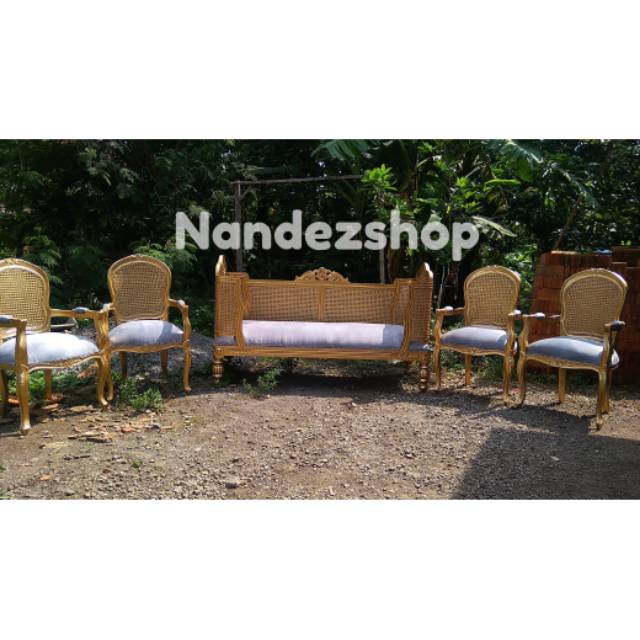 Kursi pelaminan manten rotan rustic sofa pengantin doyok