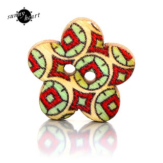 100pcs Kancing Kayu 2 Lubang Bentuk Kotak Motif Bunga 100pcs Kancing Kayu 2 Lubang Bentuk Kotak Motif Bunga