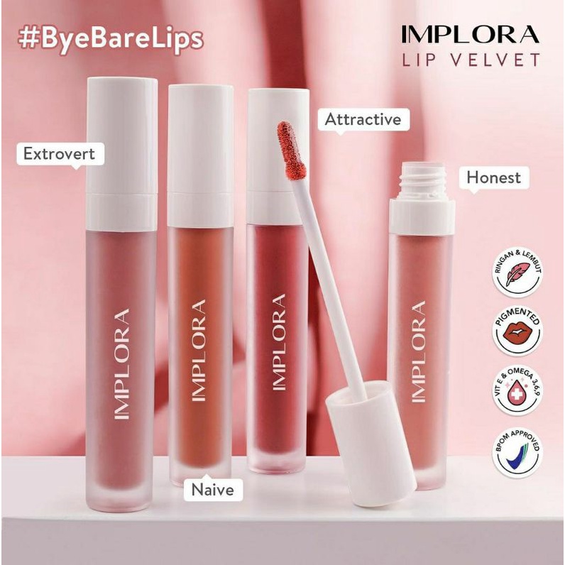 [BPOM] IMPLORA LIP VELVET ATTRACTIVE EXTROVERT FEARLESS HONEST NAIVE SERENITY LIP CREAM LIPSTICK