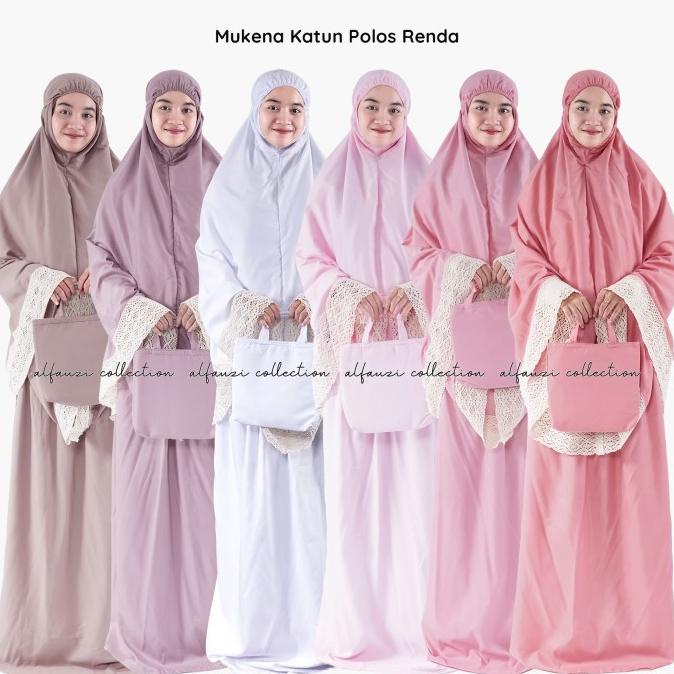 Mukena Katun Polos Renda / mukena dewasa katun polos premium