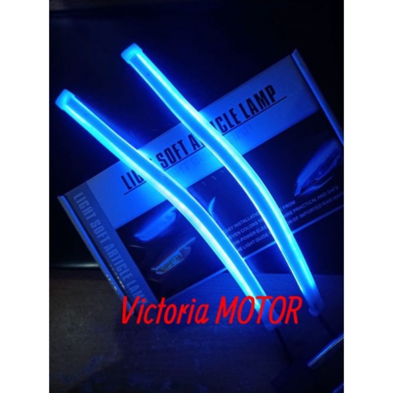 Lampu Alis LED Running Flash 30 CM BIRU KUNING Motor/ Mobil Gozima