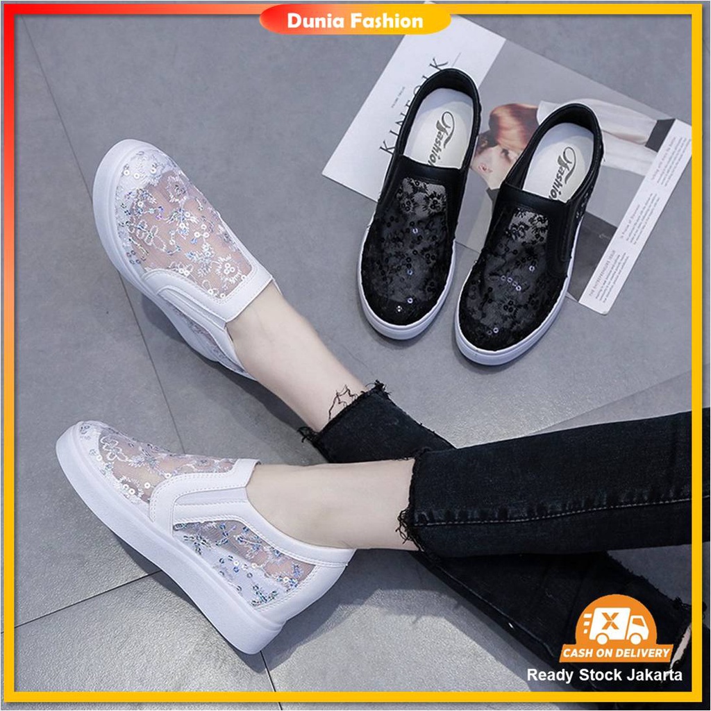 [DUNIA FASHION] Sepatu Slip On Wedges Wanita Sepatu Korea Style Import premium quality DF 581