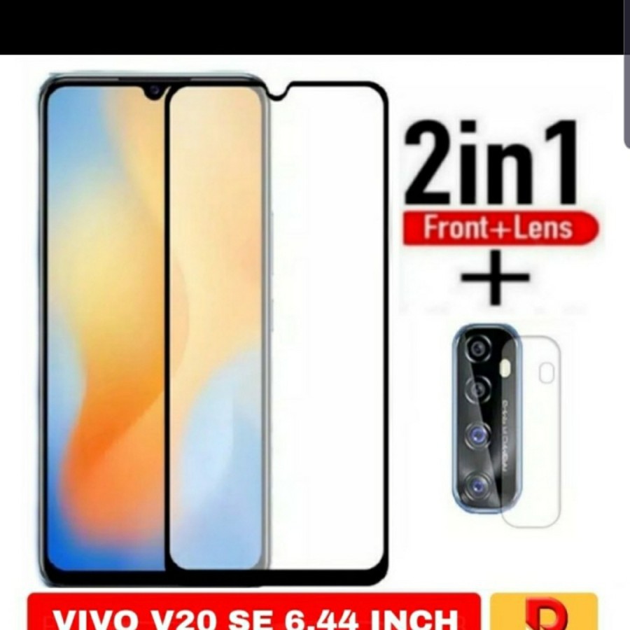 Tempered Glass 9D VIVO V20 V20 SE + Tg Lensa Camera 2in1