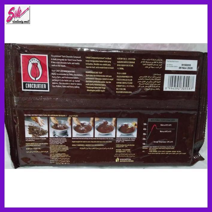

SAKMACOKLAT- COKLAT TULIP DARK CHOCOLATE COMPOUND 1KG | COKELAT BATANG MURAH 1 KG -MAKANAN-MINUMAN.