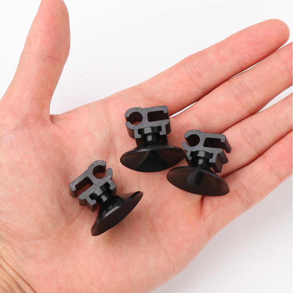 Solighter 5pcs Klip Dual-card Tangki Ikan Hitam Selang Angin Tabung Garis Holder Suction Cups