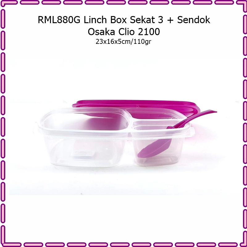 RML880G Lunch Box/Kotak Makan Sekat 3 + Sendok Osaka Clio 2100