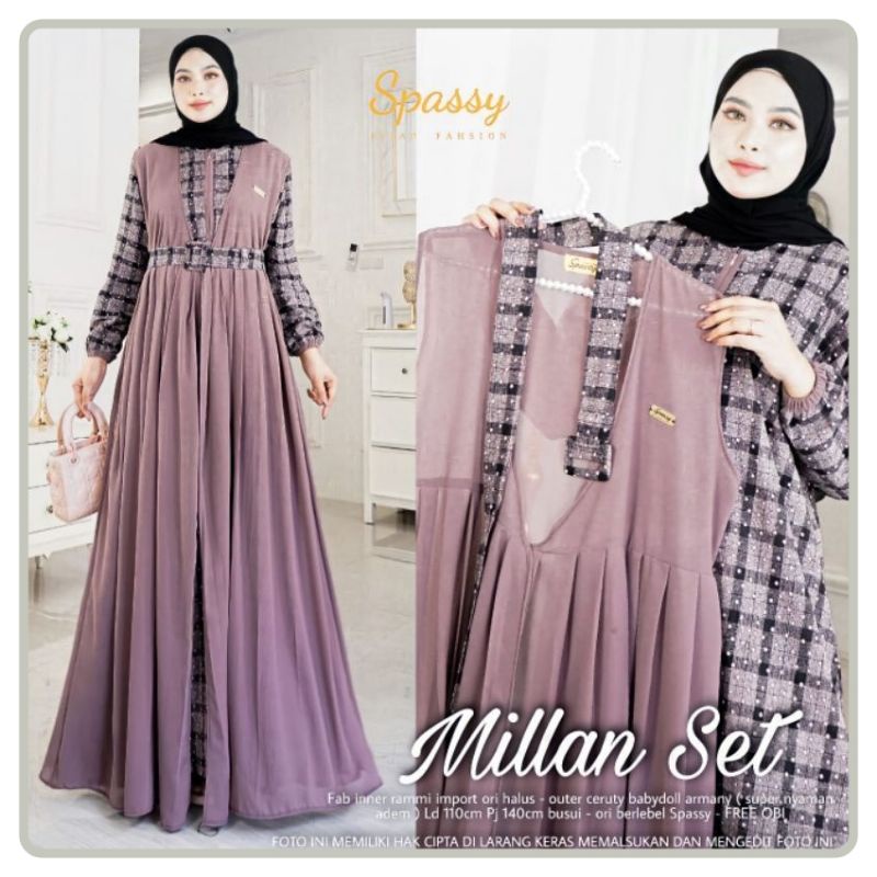 OFFICIAL STORE - MILLAN SET BY SPASSY HIJAB - GAMIS SPASSY TERBARU LD 110 CM