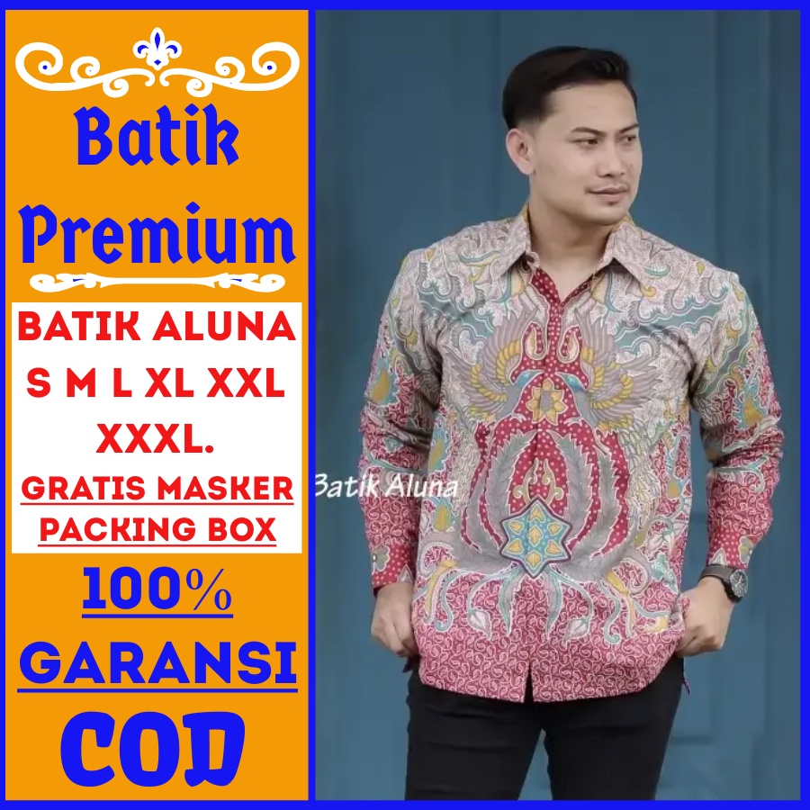 Kemeja Batik Pria Lengan Panjang Premium Baju Formal Pegawai Pns Guru Kerja Kantor kondangan Pesta cowok aluna prabuseno alisan katun tunik