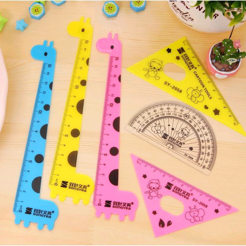 

PENGGARIS PLASTIK 1 SET 4 MODEL BENTUK HEWAN JERAPAH KARTUN LUCU 15CM GIRAFFE RULER