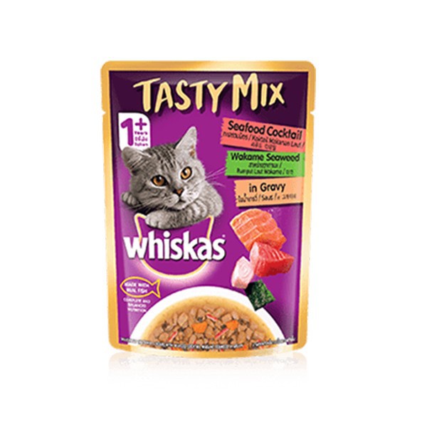 MAKANAN KUCING BASAH WHISKAS POUCH TASTY MIX 70GR ALL VARIAN