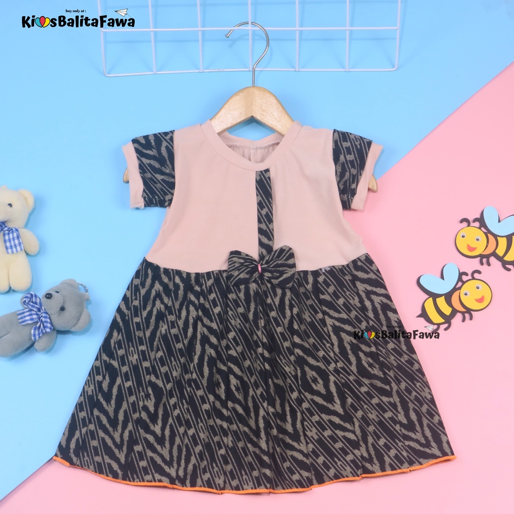 (BATIK) Dress Pita Baby uk 6-12 Bulan / Baju Etnik Anak Bayi Perempuan Dres Lengan Gaun Murah Adem