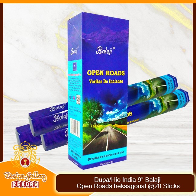 Dupa/Hio Wangi india 9&quot; Balaji Open Roads heksagonal @20 sticks 6pcs