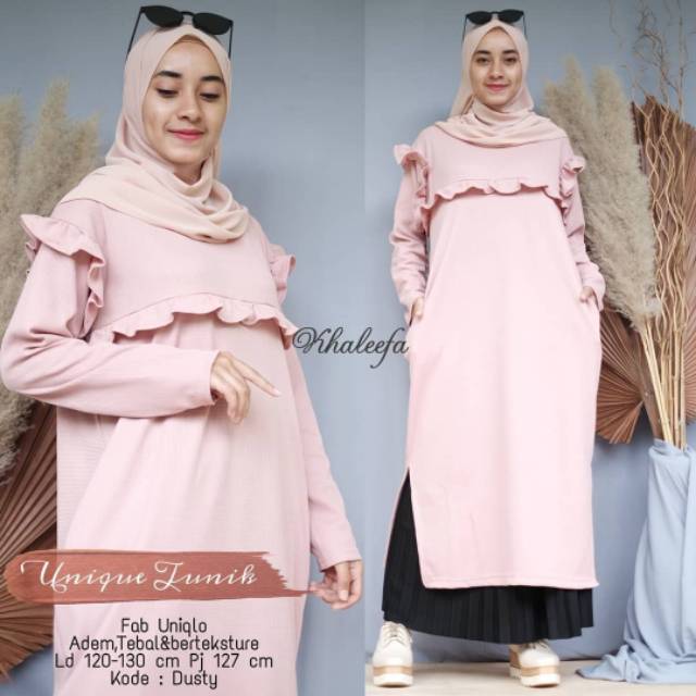 Unique Tunik, TUNIK WANITA MUSLIM CANTIK FIT XL-XXXL LD 120-140 BAHAN KAOS UNIQLO TERMURAH OOTD