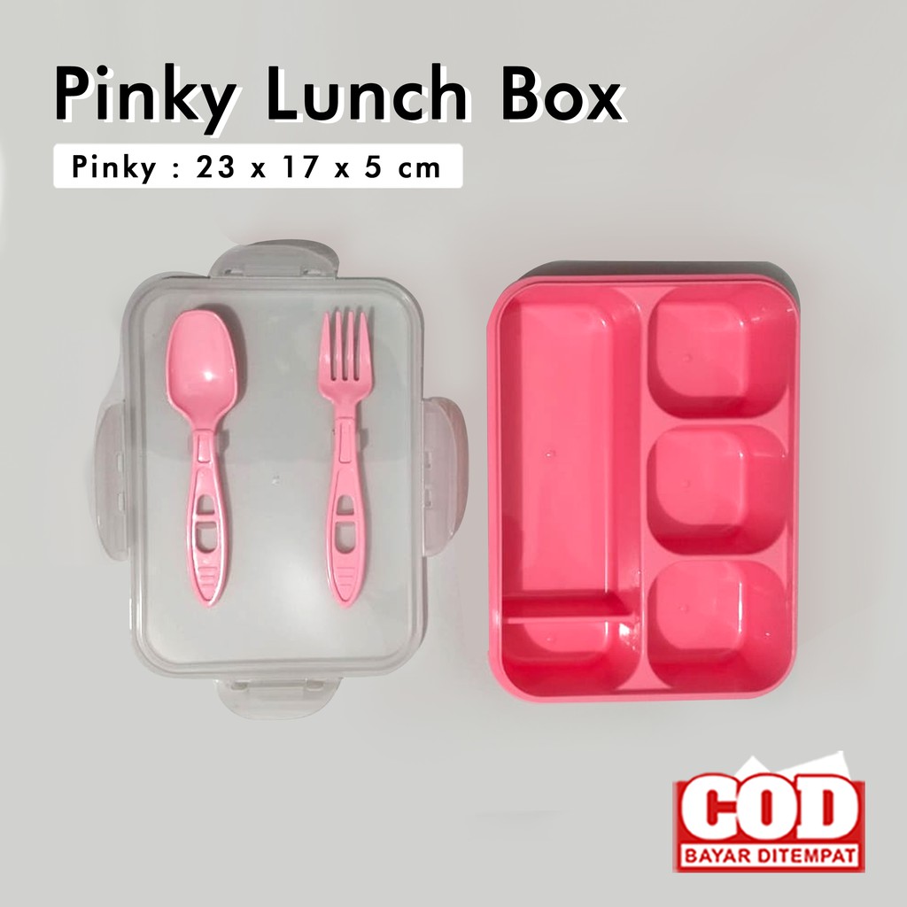 Kotak bekal makanan lunch box Pinky tempat penyimpan makanan