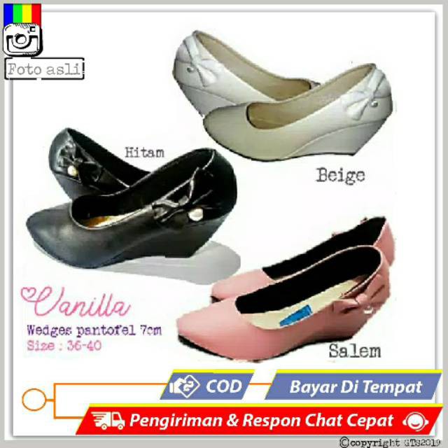 SEPATU SAPATU KERJA WANITA WEDGES PANTOFEL HEELS TAHU HAK MURAH CEWEK JS TINGGI 7CM - GTS2468