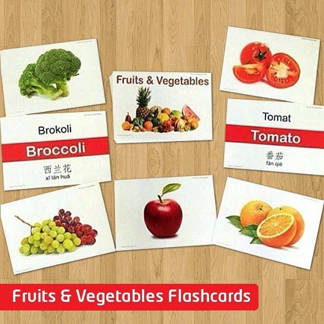 Flash and learn card ABC animal fruit &amp; vegetable number thing flashcards english kartu belajar anak