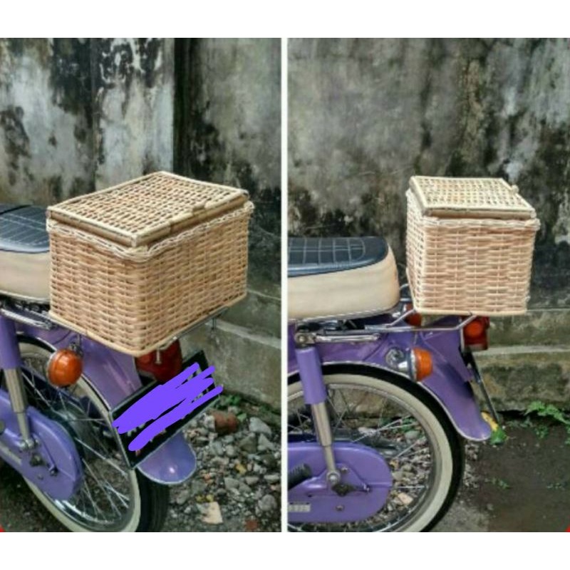 Keranjang Sepeda Rotan / Keranjang Honda C70 C50 C90 Astrea / Keranjang Rottan Tutup