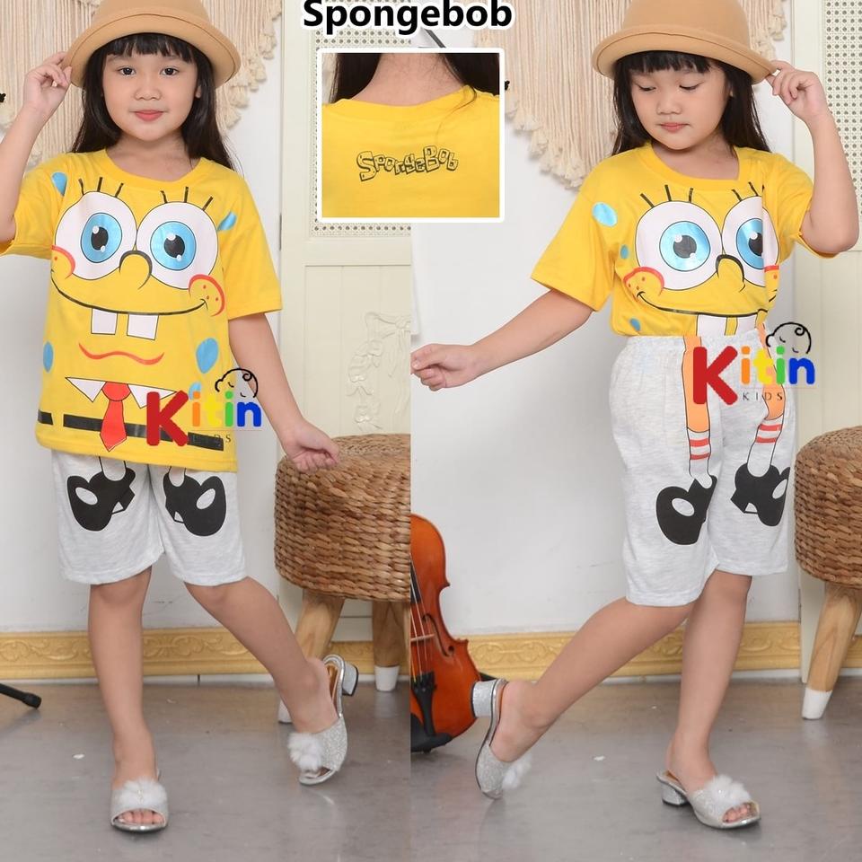 ⅍ SETELAN BAJU MAIN DAN HARIAN ANAK CEWEK COWOK/PEREMPUAN LELAKI 2-8 TAHUN MINION SPONGEBOB UPIN IPI