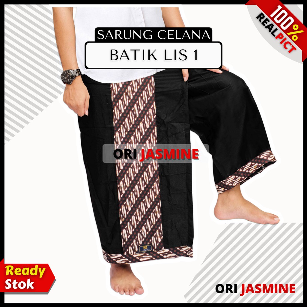 Sarung celana dewasa muslim jumbo hitam batik Lis panjang pria murah wadimor