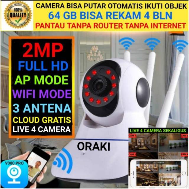 V380 Ip Camera 2MP Full HD Wireless Wifi Mode AP Mode P2P Cctv Wireless