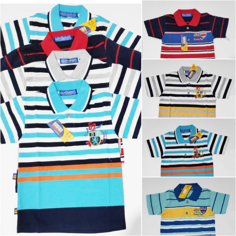 kaos domino anak kaos berkerah anak kaos anak berkerah kaos anak motif garis kaos candino