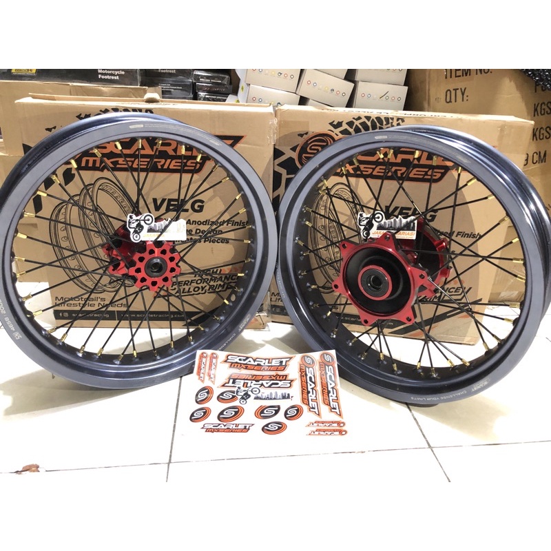 paket velg supermoto crf 150l velg scarlet 300 350 tromol scarlet cnc jari jari scarlet full cnc