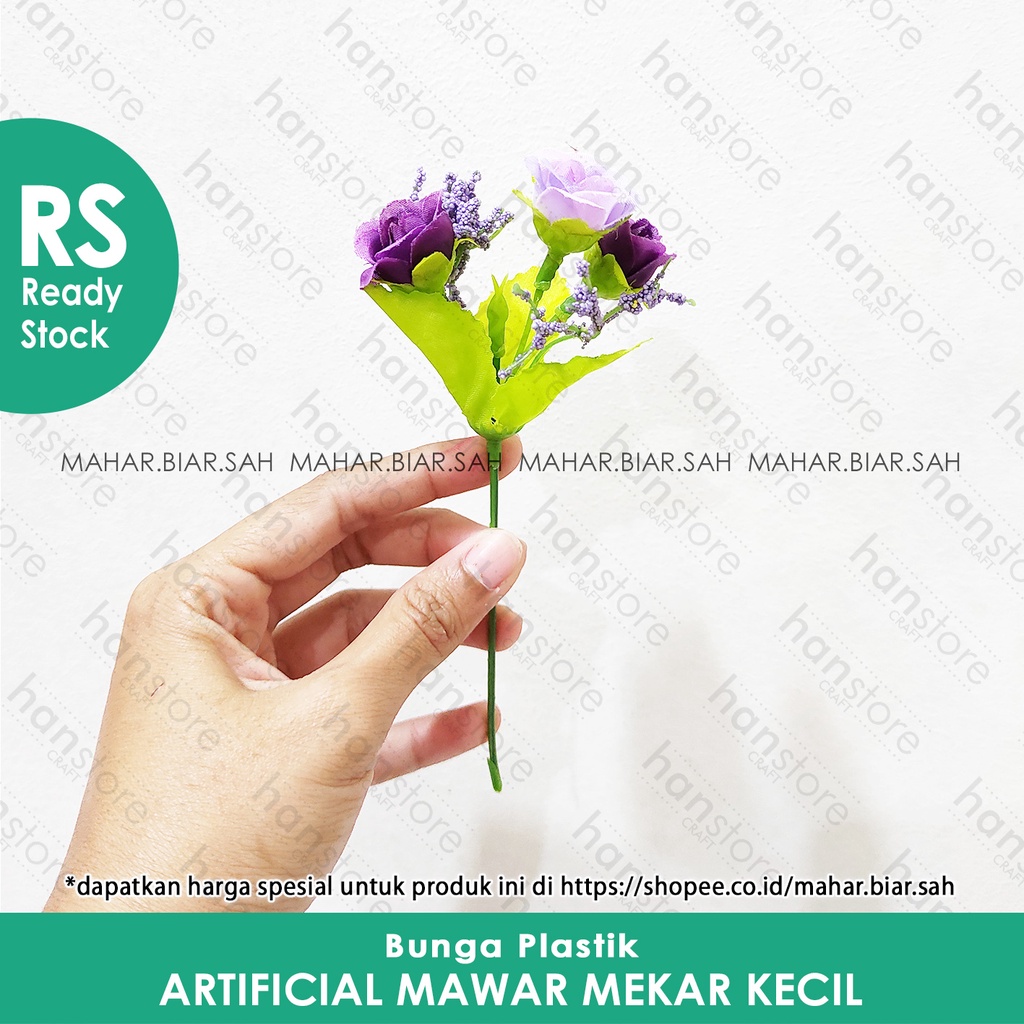 1 Pcs Bunga Artificial Mawar Mekar Kecil / bunga dekorasi mahar / bunga plastik / SHABBY / Dekorasi-2