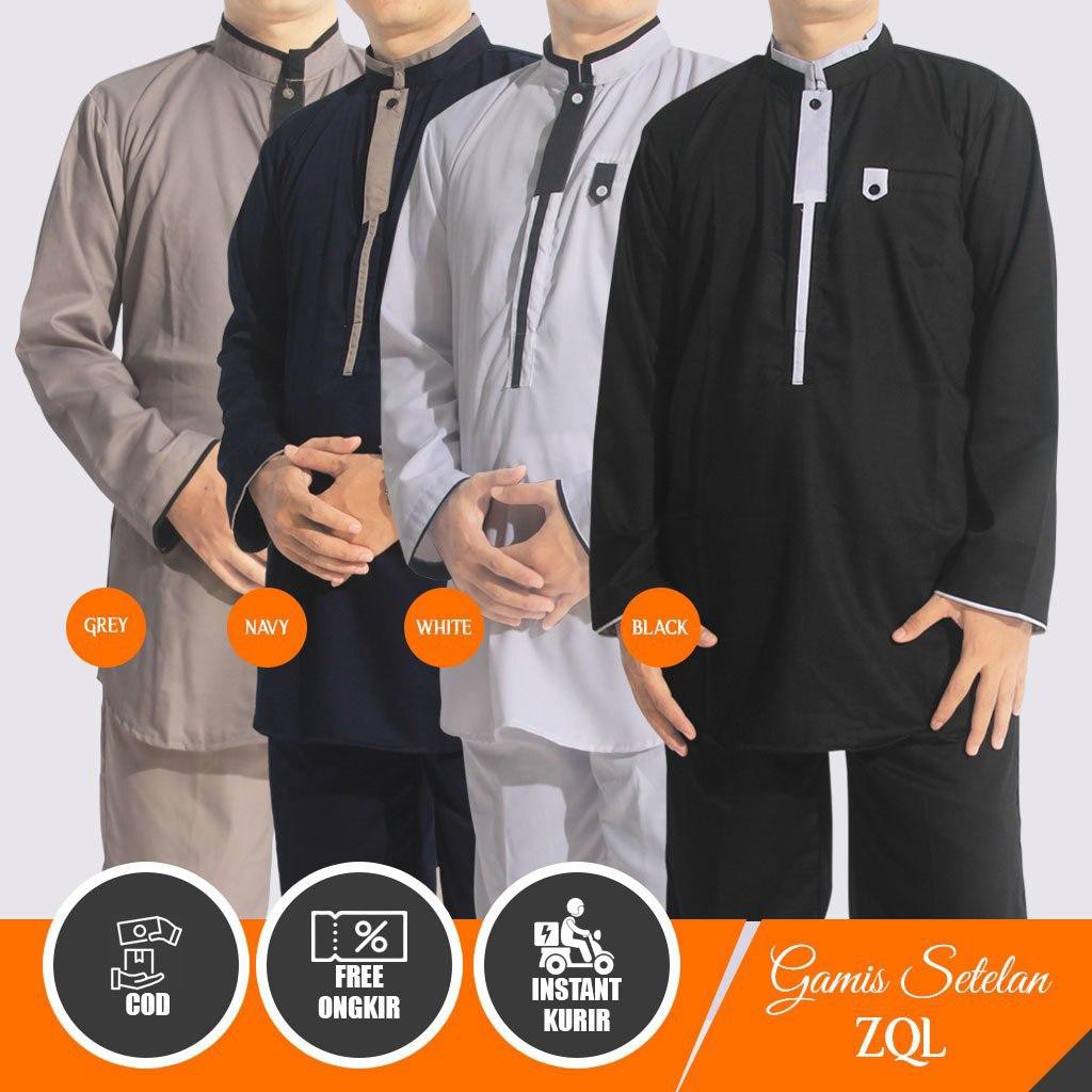 Baju gamis setelan / gamis pria dewasa / baju gamis muslim / gamis setelan JQL - DZ
