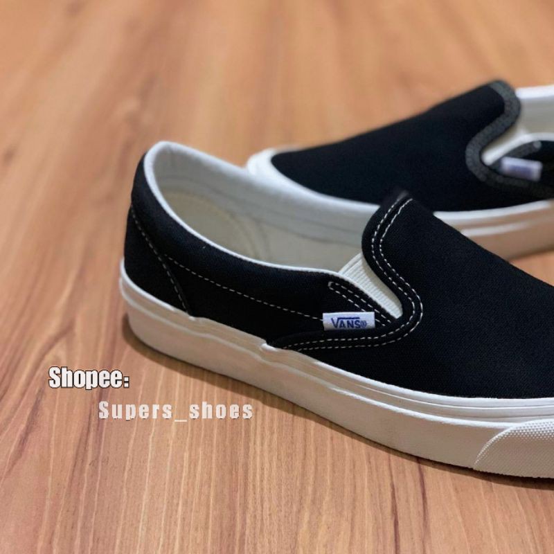 SEPATU VANS SLIPON OG BLACK WHITE - VANS SLIPON OG HITAM PUTIH PRIA WANITA | #BRANDSALE !! SOBWOG-4
