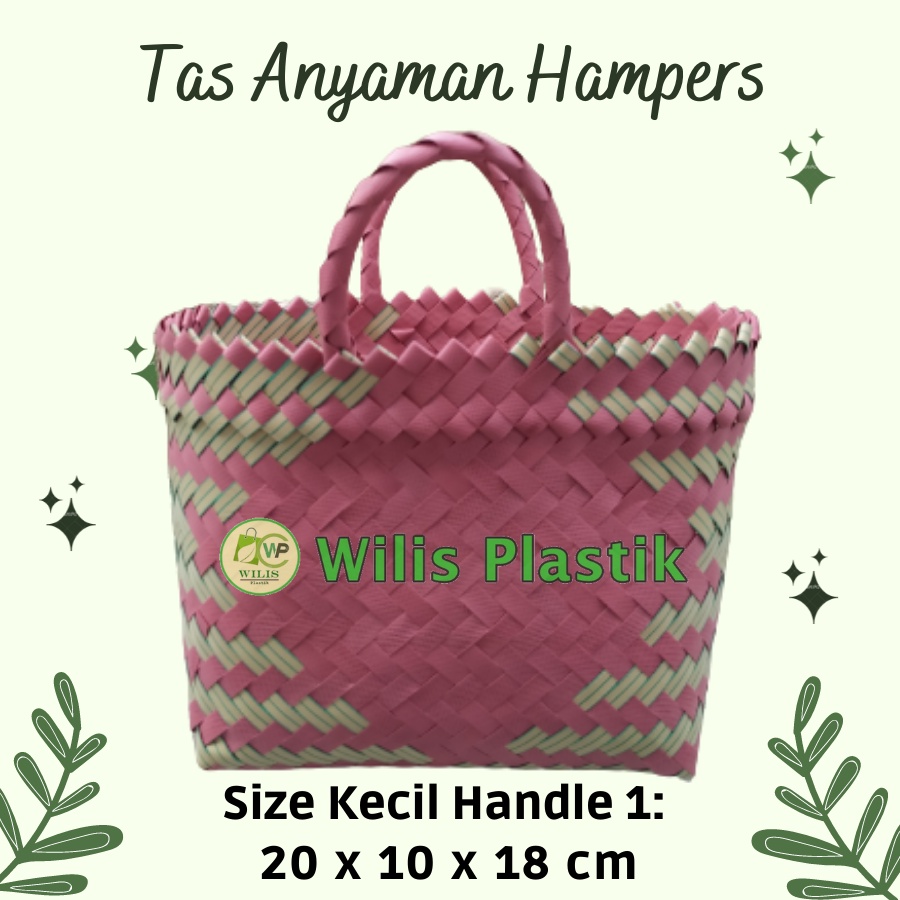 Tas Anyaman Plastik Hampers Lurik Kecil Handle 1 Tas Souvenir Keranjang Jinjing Tas Wanita Parcel Hantaran Belanja Pasar