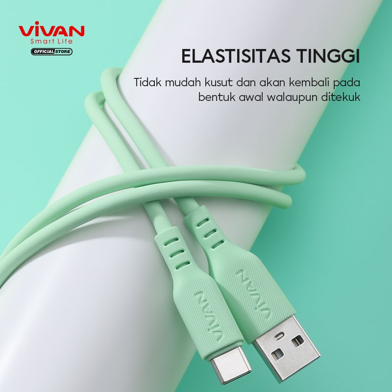 VIVAN Kabel Data Type C 3A Silicone Full SR Coverage Quick Charge Garansi 1 Tahun VSC100