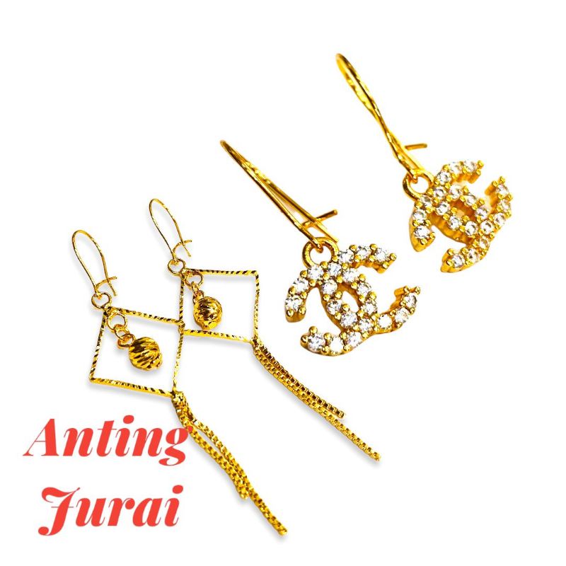 anting wanita anting jurai//perhiasan lapis emas//perhiasan penggati emas//anting