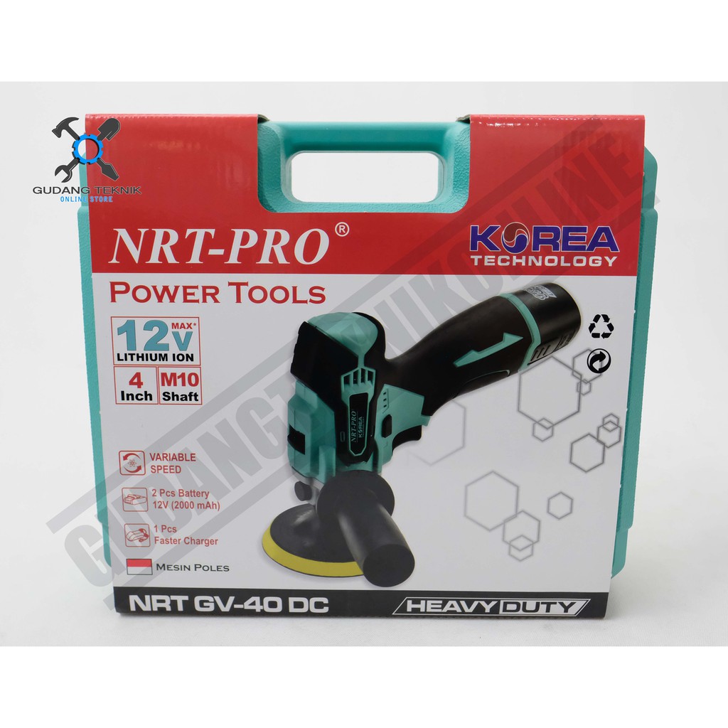 NRT PRO GV 40 DC / Cordless Polisher 4 Inch NRT GV40DC Mesin Poles Mobil Baterai 12V