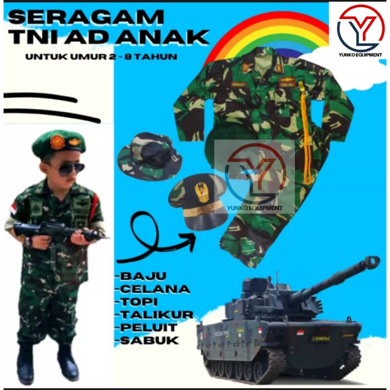 Seragam Anak TNI Carbaval terbaru atribut lengkap