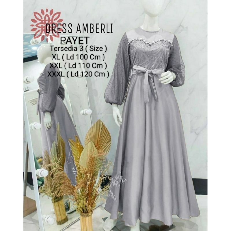 COD☑️PRODUK TERBARU/PAKAIAN GAMIS TERBARU/MAXI AMBERLI DRESS 3 SIZE XL-XXL-XXXL/MATT MOSCREPE MIX TILLE DAN BROKAT/PAKAIN MUSLIM TERBARU/PAKAIAN GAMIS TERBARU/GOOD QUALITY