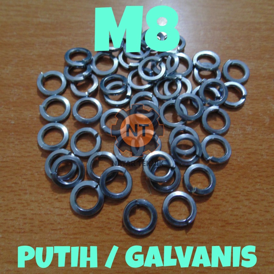 Ring Per M8 Putih Galvanis (Spring Washer)