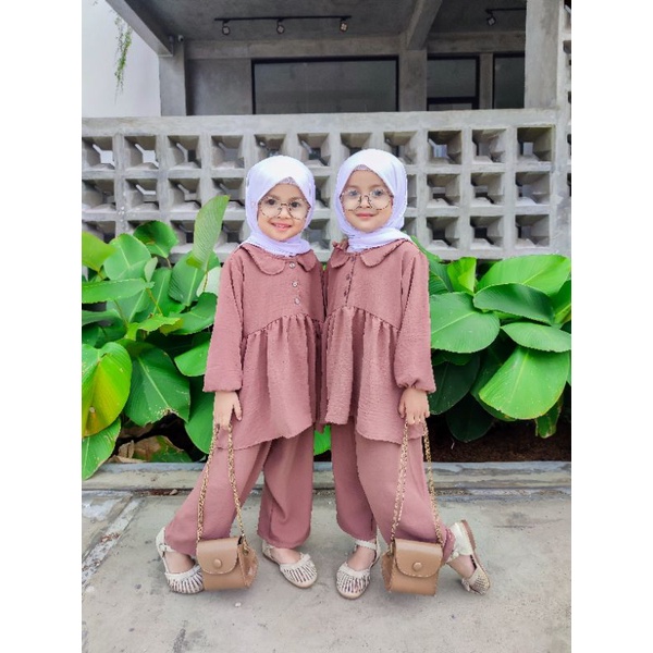 1-5 Tahun One Set MALIKA Crinckle PREMIUM Setelan Anak Perempuan