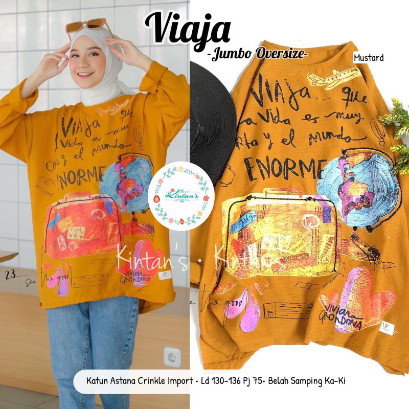 VIAJA JUMBO OVERSIZE BY KINTANS (OVERSIZE WANITA) Blouse oversize muslimah modern rekomended