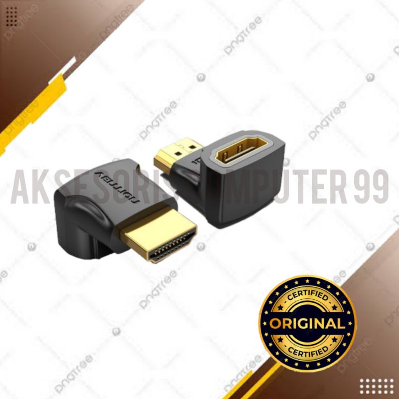 Vention H380hdfa Adapter hdmi male to female bentuk L 90 degree 1080p