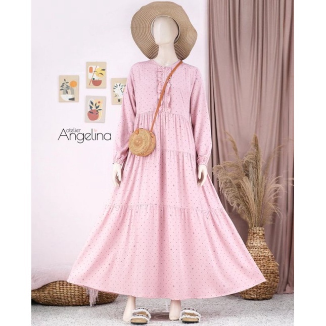 Atelier angelina bella dress polkadot pink blush size L