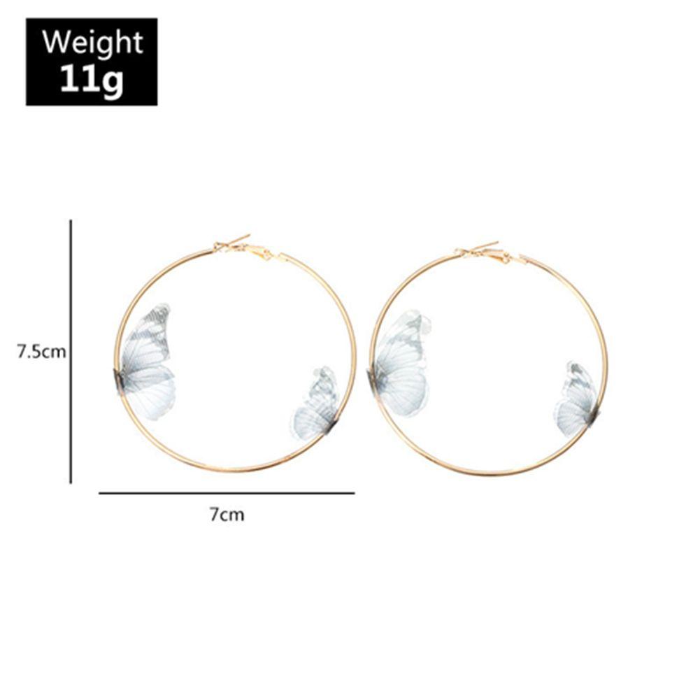 Lily Double Butterfly Hoop Earrings Pernikahan Pertunangan Pesta Ulang Tahun Emas Hoop Lingkaran Besar Elegan Wanita Gadis Multicolor