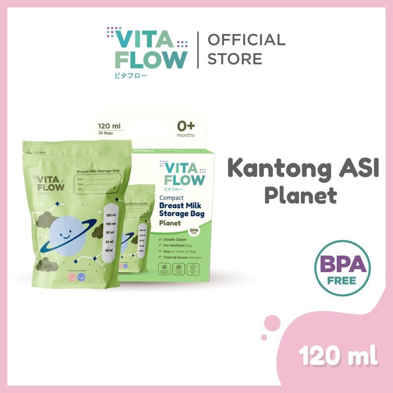 Vitaflow Kantong Asi Sky Series  120Ml Double Zipper Anti Bocor - Thermal Water isi 30pcs