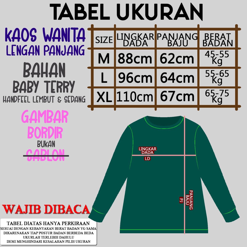 JESETA Kaos Wanita Lengan Panjang / Kaos Sweatshirt / Atasan Wanita / Atasan Wanita Lengan Panjang