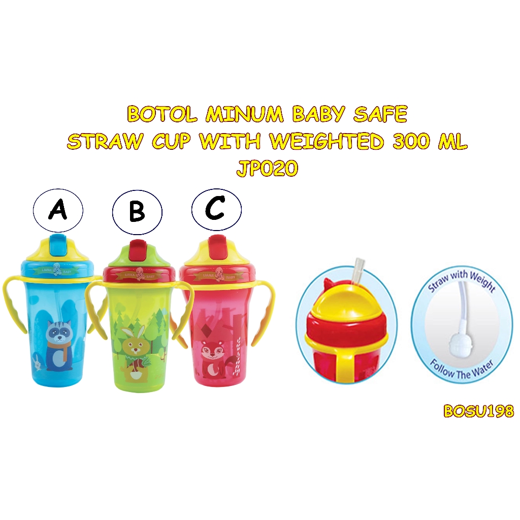 BOSU198 BOTOL MINUM BABY SAFE STRAWCUP WITH WEIGHTED 300 ML JP020