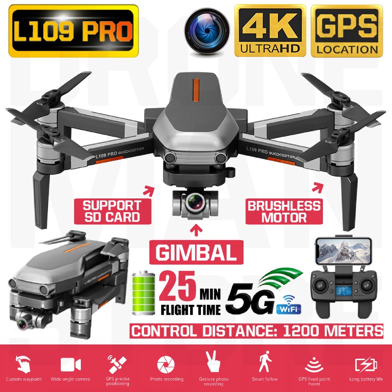 L109 PRO Drone With Camera 4K GPS Professional Wifi FPV 2-Axis Gimbal Selfstabilizing Brushless RC Q
