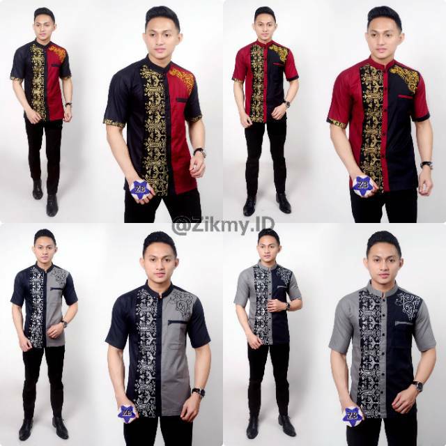 Kemeja Batik Pria Lengan Pendek Kombinasi Bordir / Baju Batik Pria Seni Batik Nusantara