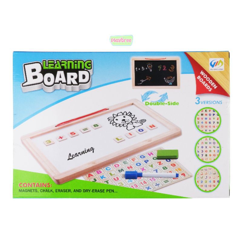 Papan Tulis Double Side Black Board and White Board dengan Huruf Magnet dengan Spidol Learning Board