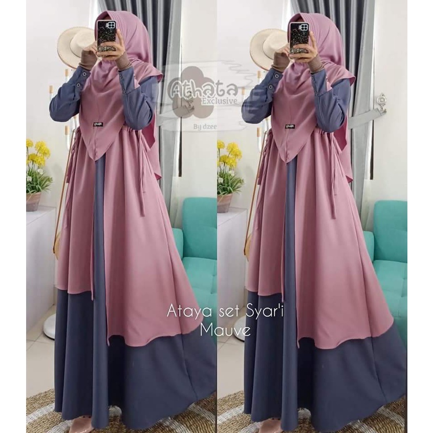 Gamis Set Hijab Athata By Dzee Original/ Gamis Realpict Ataya Set Syari